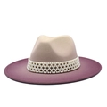 Modischer Wollhut mit Farbverlauf von Beige zu Violett und elegantem Perlenband-Dekor - M (56-58cm) / Farbverlauf Lila