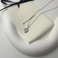 S925 sterling silver heart pendant necklace displayed on a minimalist white card - 925 Silver / White Gold