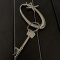 Moschettone a stella argento e apribottiglie a forma di chiave in metallo lucido - Anello Ovale Stella + Apri-chiavi