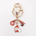 Christmas keychain with Santa Claus, snowflake and candy cane charms in gold finish - Santa Claus Style (4911922231894)