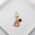 Llavero de gato de dibujos animados en esmalte rosa con corazón y metal dorado - Gato con Hebilla de Puerta Rosa