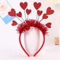 Sparkly red sequin heart headband with glitter accents for Valentine's Day party outfits - 10 Heart Headband (Red Glitter)