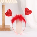 Sparkly red sequin heart headband with red feathers on spring mounts for party wear - Red Sequin Heart + Feather