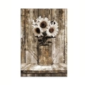 Rustic farmhouse wall art canvas with white sunflowers in a vintage metal watering can - Ly764 Image Core (frameless) / 20*25cm