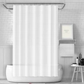 Detailansicht wasserdichter weißer PEVA-Duschvorhang mit Metallringen über einer Badewanne - 90*180 / Weiß