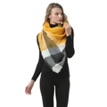 Cashmere-like winter scarf in yellow, black, and white plaid with elegant tassels - B07 Yellow Black White Plaid