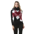 Red and white checkered cashmere-like large scarf with fringe details in square style - B20 Red White Black Grey Plaid
