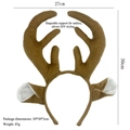 Brown plush Christmas antler headband with DIY adjustable ears for festive styling - Large Brown Antlers