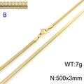 Gold plated stainless steel snake bone chain necklace 500x3mm with lobster clasp detail - Gold 3mm Width 500mm Length(KN203516-Z)