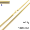 Polished gold flat snake bone chain necklace, 500mm x 4mm sleek titanium steel jewelry - Gold 4mm Width 500mm Length(KN203534-Z)