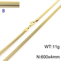Golden titanium steel herringbone chain necklace in 600x4mm size for women - Gold 4mm Width 600mm Length(KN203536-Z)