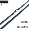 Matte black flat snake bone chain necklace made of titanium steel, size 550x4mm, 10g - Black 4mm Width 550mm Length(KN203529-Z)