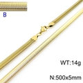 5mm gold plated stainless steel herringbone snake chain necklace with lobster clasp - Gold 5mm Width 500mm Length(KN203546-Z)