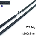 Black stainless steel herringbone snake chain necklace 500mm by 5mm flat link choker - Black 5mm Width 500mm Length(KN203543-Z)