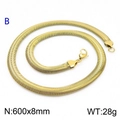 Flat snake bone chain necklace in golden titanium steel 8mm width and 600mm length - 8mm Gold 60cm