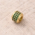 Perles Cylindriques En Zircon Vert Doré [7 X 9 Mm (ouverture : 35 Mm)] | 1 Pièce/paquet
