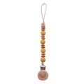 Beech wood and mustard silicone baby pacifier clip with an engraved rainbow wooden clip - Turmeric