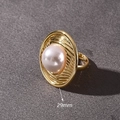 Acrylic Imitation Pearl Embossed Round Open Ring (gold)|1 Pc/package / Inner Diameter:17mm (adjustable)