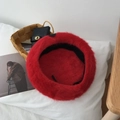 Chic red rabbit fur beret hat for women with soft plush texture in vibrant winter style - 56-58cm / Red