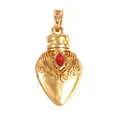 Rose gold hand charm with micro-pave zircons and red gemstone inlay for DIY jewelry - Rose Marquise Heart Bottle (L489048-Rose)