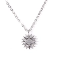 Elegant sun pendant necklace with sparkling cubic zirconia on a silver cable chain - Single Piece / Silver Sun