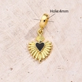 Black Dripping Oil Love Light Golden Beads [20x14mm (aperture:4mm)]|1 Pc/package
