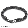 Black 8mm twisted rope chain bracelet in stainless steel with a secure lobster clasp - Rectangular Buckle 8mm (KB158017-Z)