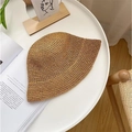 Handgewebter Strohhut mit Spitzenschleife in Beige für sommerlichen Sonnenschutz - M / Flachstich Kleiner Glockenhut-Khaki