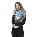 Soft checkered cashmere-like scarf in blue gray and black with classic fringe edges - B08 Blue Grey White Black Plaid