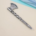 Creative battle axe shaped ballpoint pen in antique silver finish on a clean background - Axe Pen - Silver (with Magnet)