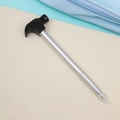 Creative hammer-shaped ballpoint pen with detailed silver body and black tool head - Hammer Pen - Black (with Magnet)