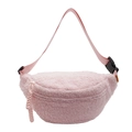 Pink lamb wool crossbody chest bag for women with adjustable strap and soft plush texture - Pink