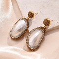 Boucles D'oreilles En Forme De Perle D'eau Douce (or) | 1 Paire/paquet / 46~50x195 Mm (épaisseur De L'aiguille : 08 Mm)