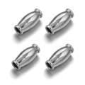 Set de 4 cierres magnéticos de acero inoxidable plateado para pulseras de cuero DIY - Color Acero