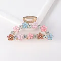 Large alloy hair claw clip with pink and blue opal flowers and rhinestones - Silver Arc Colorful