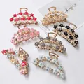 Set di sei grandi mollette per capelli in lega con fiori colorati e strass dorati - Argento Arco Rosso
