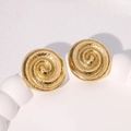 Pendientes de espiral vintage en acero inoxidable chapado en oro con textura martillada - Dorado
