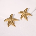 Elegante goudvergulde roestvrijstalen zeester oorknopjes met een minimalistisch zeedesign - Goud