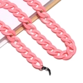 Close-up of pink acrylic eyewear chain with matte chunky links and rubber connectors - 8 Matte Pink