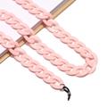 Macro detail of pink acrylic glasses chain with flat link design and adjustable loops - 10 Tender Pink