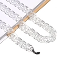 Close-up of clear acrylic eyewear chain with large links and black rubber connectors - 14 Transparent