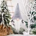 Gnomo natalizio nordico con cappello in feltro grigio e corpo a quadretti bianco nero - Ciondolo Gnomo a Quadretti Grigi