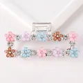 Grande pinza per capelli argento con fiori colorati in resina e strass su bianco - Argento Quadrato Colorato