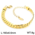 Bracelet chaîne NK en acier inoxydable doré poli avec fermoir et extension 160x6.6mm - Bracelet Doré (KB188402-Z) / 160mm x 6.6mm