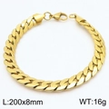 Bracelet gourmette plat en acier titane doré pour hommes et femmes 200mm long 8mm large - Bracelet Doré (KB188404-Z) / 200mm x 8mm