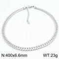 Zilveren roestvrijstalen NK Figaro schakelketting van 400x6,6 mm voor heren en dames - 400x6.6mm Zilveren Ketting (KN288919-Z)
