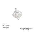 Silver stainless steel fan-shaped charm pendant, dual-hole DIY jewelry accessory, 14x12mm - Shell / Silver