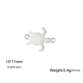 Silver turtle-shaped stainless steel pendant 15x11mm with dimensions and weight data - Turtle / Silver