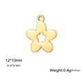 Golden flower charm in 304 stainless steel, 12x10mm size for DIY jewelry making - Five-Petal Flower / Gold