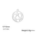 DIY silver hollow soccer ball pendant in stainless steel for jewelry making 13x15mm - Football / Silver